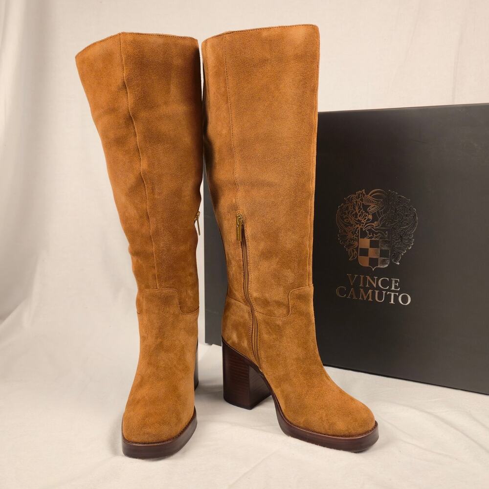 Vince Camuto Gibi4 Tall Boots Burnt Sugar 7 Wide X Wide Calf NWB